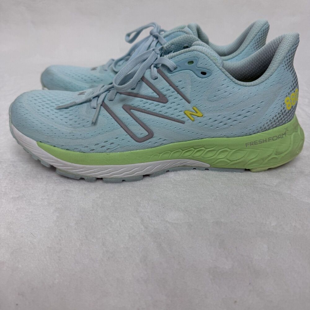 New Balance Women's Light Blue and Lime Athletic Running Shoes